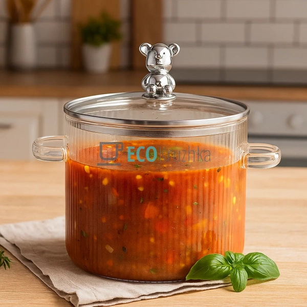 Скляна каструля 2.3 Ребриста Ведмедик (МішАня) (77-6)