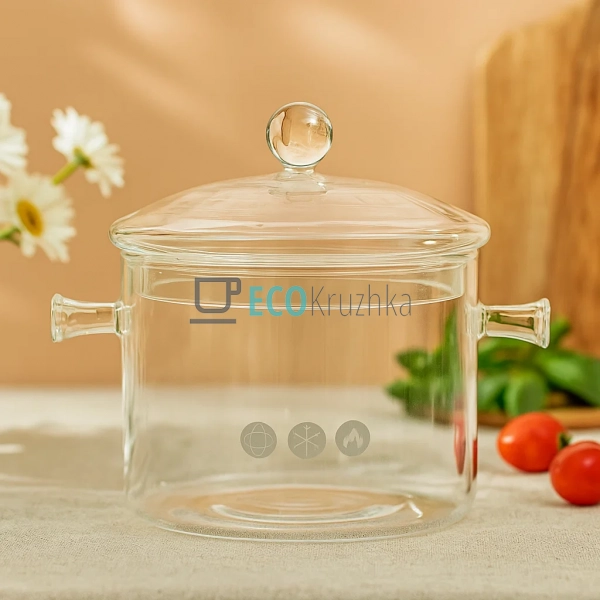 Кастрюля 1.7 л, боросилікатне скло Прозора Edenberg (EB- ...
