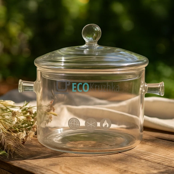 Кастрюля 2 л, боросилікатне скло Прозора Edenberg (EB-19 ...