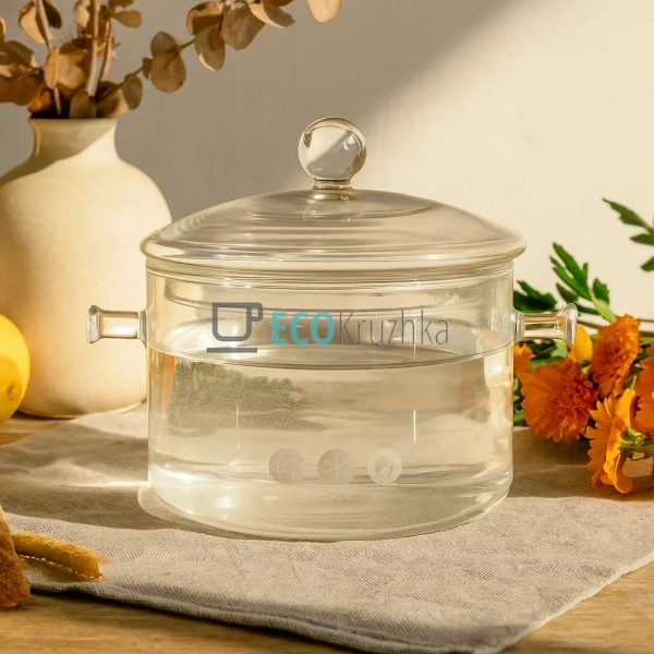 Кастрюля 3 л, боросилікатне скло Прозора Edenberg (EB-19 ...