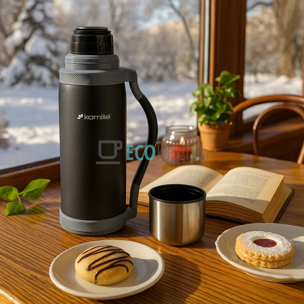 Термос Kamille 1200 мл з нержавіючої сталі Чорний Kamill ... Термос Kamille 1200 мл з нержавіючої сталі Чорний Kamill ...