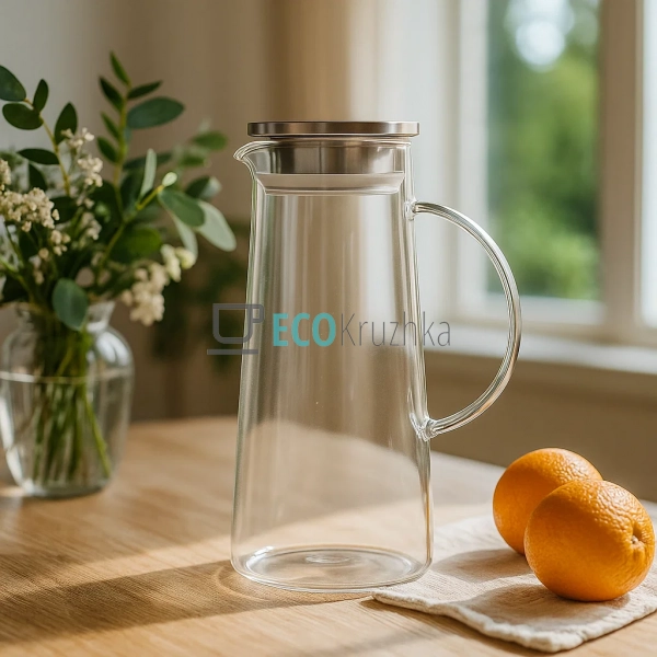 Графін скляний зі сталевим корком 1.2л Kamille KM-9033 Графін скляний зі сталевим корком 1.2л Kamille KM-9033