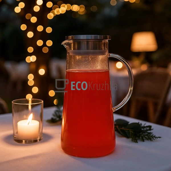 Графін скляний зі сталевим корком 1.2л Kamille KM-9033 Графін скляний зі сталевим корком 1.2л Kamille KM-9033