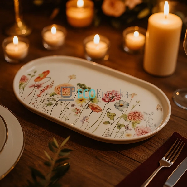 Порцелянове сервірувальне блюдо з квітковим візерунком F ... Порцелянове сервірувальне блюдо з квітковим візерунком F ...