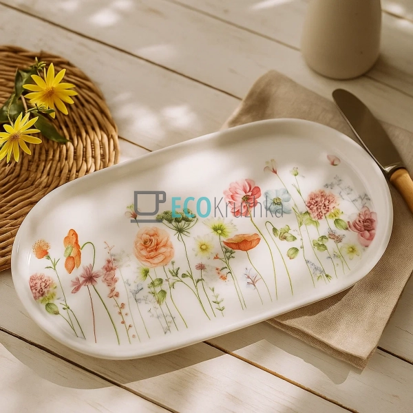 Порцелянове сервірувальне блюдо з квітковим візерунком F ... Порцелянове сервірувальне блюдо з квітковим візерунком F ...