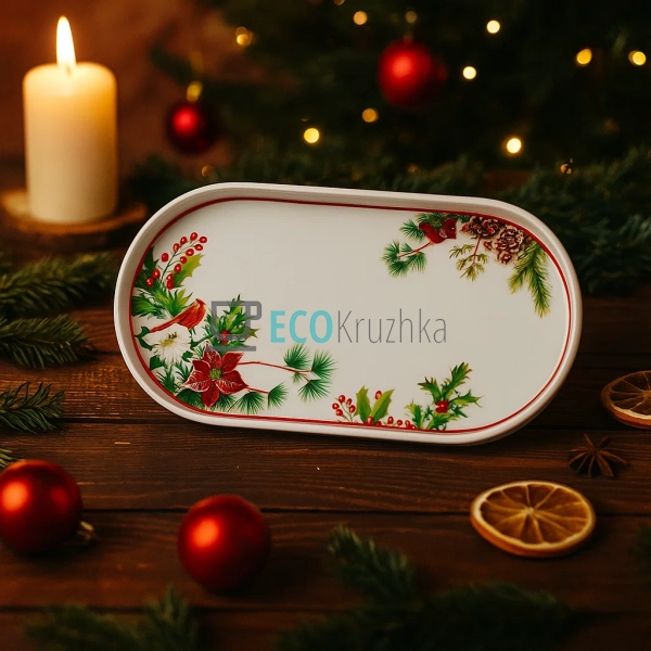 Порцелянове блюдо "Christmas", 30.5x16x2.5 см (K084) Порцелянове блюдо "Christmas", 30.5x16x2.5 см (K084)
