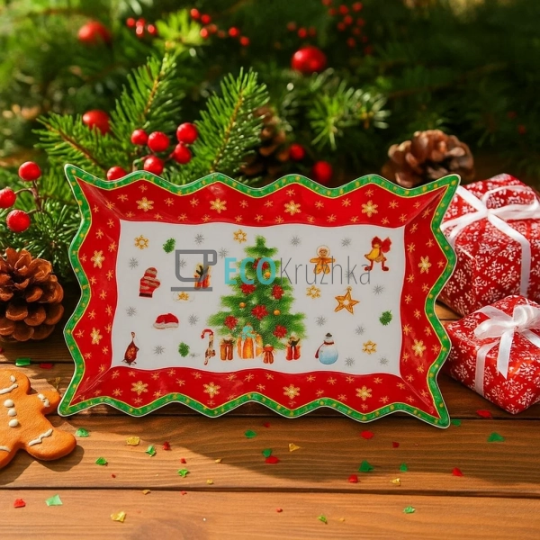 Порцелянове фігурне прямокутне блюдо "Святковий флер", 2 ... Порцелянове фігурне прямокутне блюдо "Святковий флер", 2 ...