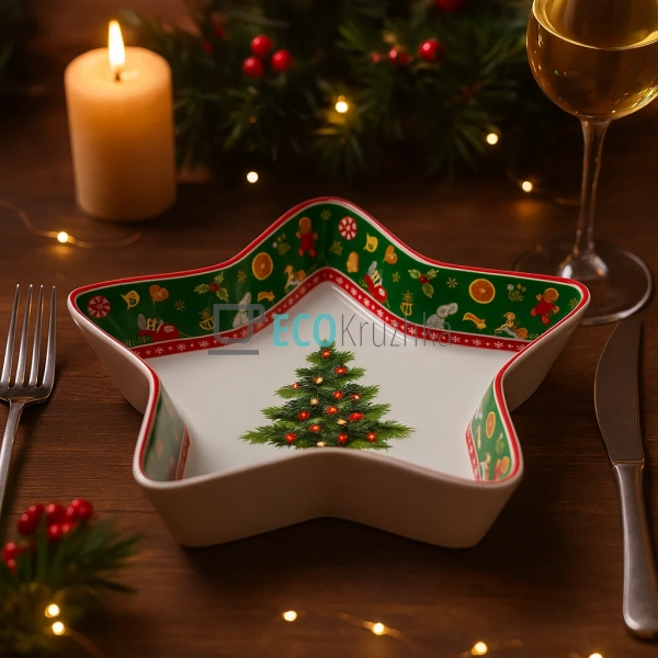 Порцелянове блюдо у формі зірки "Святковий флер", 28 см  ...