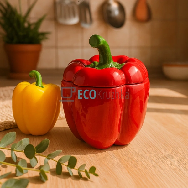 Банка керамічна "Pepper" 550мл, Червоний (928-080) Банка керамічна "Pepper" 550мл, Червоний (928-080)