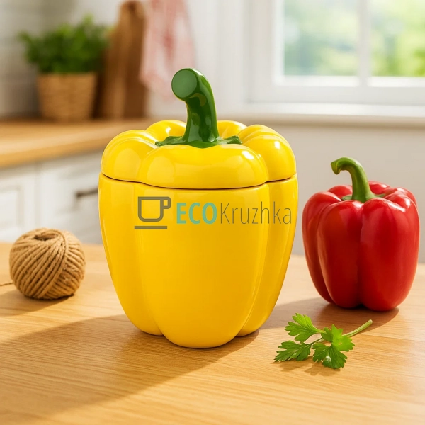 Банка керамічна "Pepper" 550мл, Жовтий (928-079) Банка керамічна "Pepper" 550мл, Жовтий (928-079)