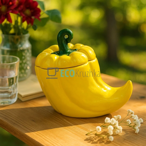 Банка керамічна "Pepper" 600мл, Жовтий (928-094) Банка керамічна "Pepper" 600мл, Жовтий (928-094)