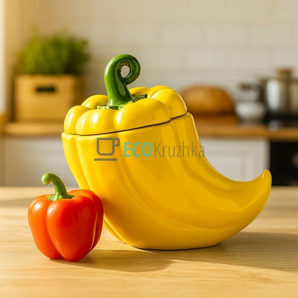 Банка керамічна "Pepper" 600мл, Жовтий (928-094) Банка керамічна "Pepper" 600мл, Жовтий (928-094)