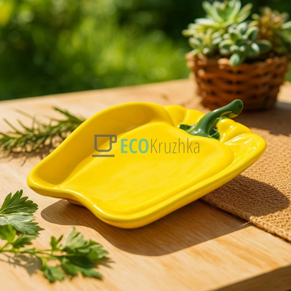 Тарілка керамічна "Pepper", 27 х 21.5 х 3см, колір - жов ...