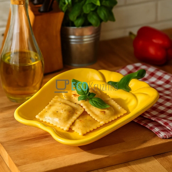 Тарілка керамічна "Pepper", 27 х 21.5 х 3см, колір - жов ...