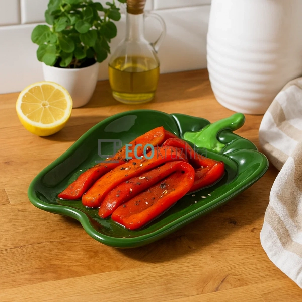 Тарілка керамічна "Pepper", 27 х 21.5 х 3см, колір - зел ...