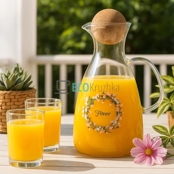 Скляний графін Flower з круглою пробкою, 1700 мл, прозор ... Скляний графін Flower з круглою пробкою, 1700 мл, прозор ...