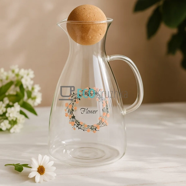 Скляний графін Flower з круглою пробкою, 1700 мл, прозор ... Скляний графін Flower з круглою пробкою, 1700 мл, прозор ...