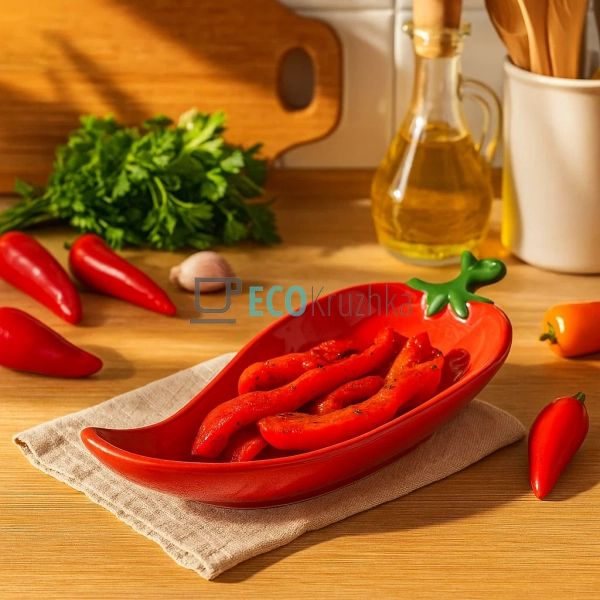 Тарілка керамічна "Pepper", 22 х 10 х 5.2см, колір - чер ... Тарілка керамічна "Pepper", 22 х 10 х 5.2см, колір - чер ...