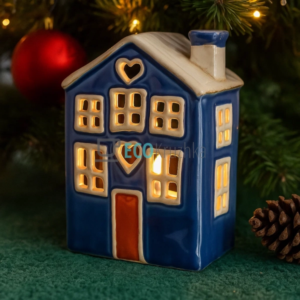 Керамічний свічник у формі Будинку, 12 × 8 × 18 см (Моде ...
