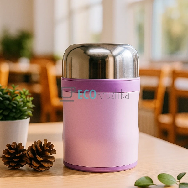 Термос для їжі із ложечкою 350 мл A-Plus Рожевий EK12515