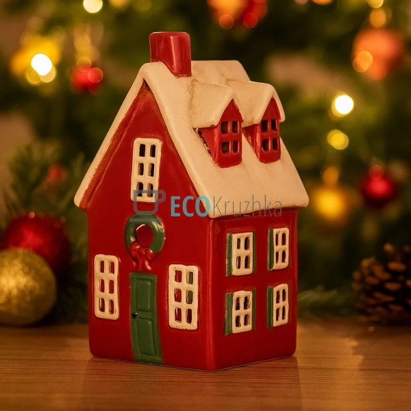 Керамічний свічник у формі Будинку, 12 × 11 × 22 см (Модель 109-018)