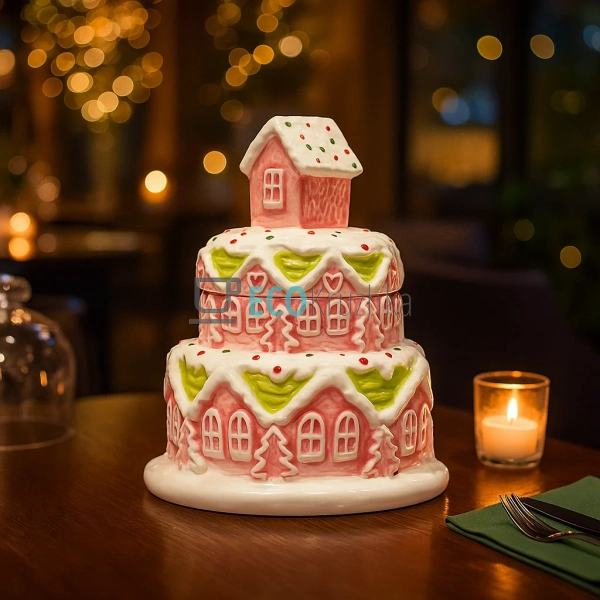 Банка для печива керамічна у формі "Зефірний Будиночок", ...