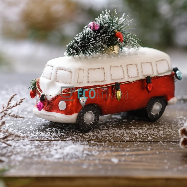 Ялинкова прикраса "Автобус" з бісерним декором, 10.5x4x8 ... Ялинкова прикраса "Автобус" з бісерним декором, 10.5x4x8 ...