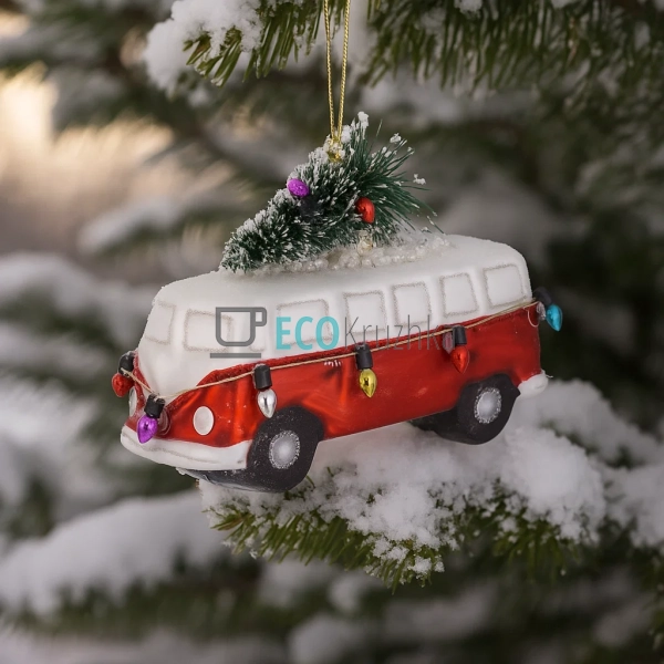 Ялинкова прикраса "Автобус" з бісерним декором, 10.5x4x8 ... Ялинкова прикраса "Автобус" з бісерним декором, 10.5x4x8 ...