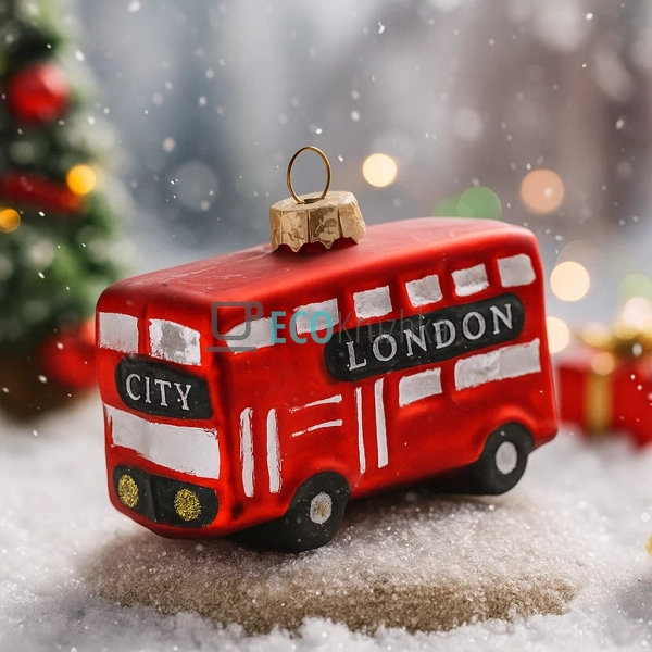 Ялинкова прикраса "Автобус", 8.3x3.5x5.7 см, червоний (а ... Ялинкова прикраса "Автобус", 8.3x3.5x5.7 см, червоний (а ...