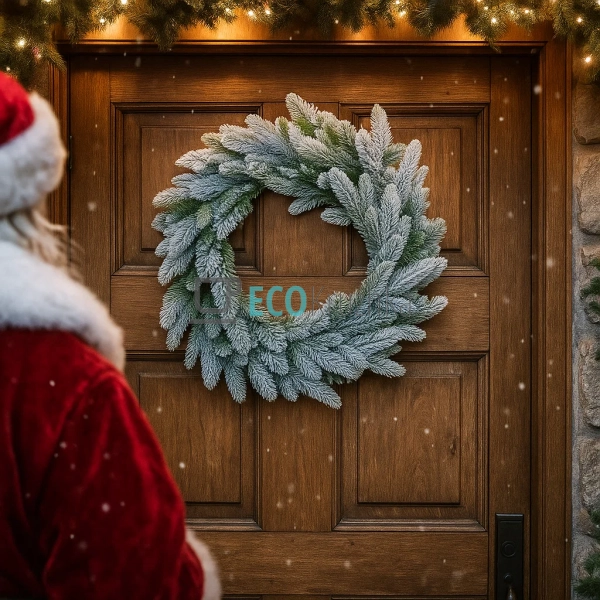 Вінок зі штучної засніженої хвої, 60 см, 132 гілки (Моде ...