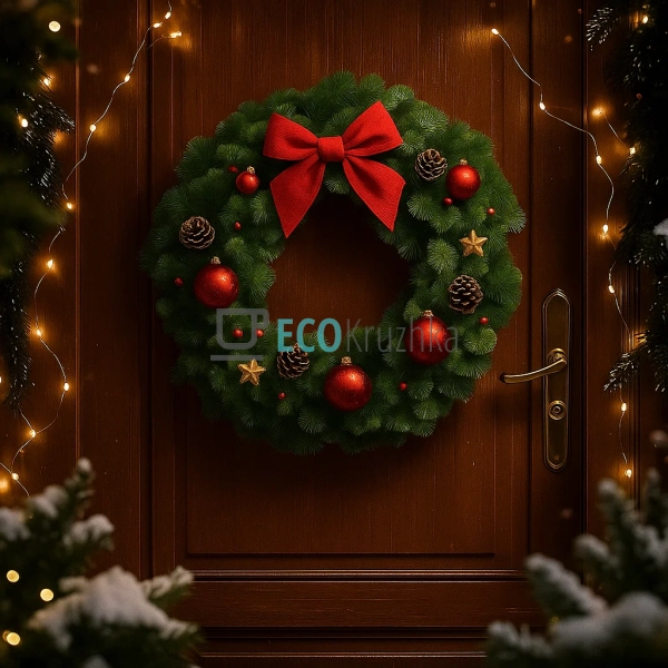 Вінок зі штучної хвої, 75 см, 220 гілок (Модель 840-138)