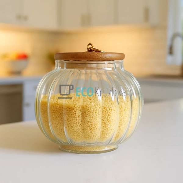 Скляна банка для зберігання продуктів з бамбуковою криш ... Скляна банка для зберігання продуктів з бамбуковою криш ...