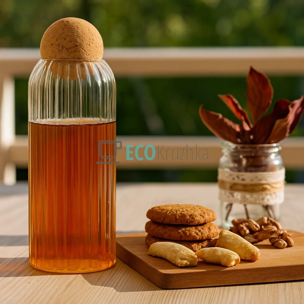 Ємність для води 1100 мл з боросилікатного скла з пробко ... Ємність для води 1100 мл з боросилікатного скла з пробко ...