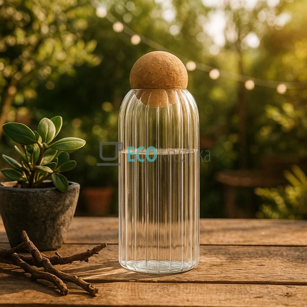 Ємність для води 1100 мл з боросилікатного скла з пробко ... Ємність для води 1100 мл з боросилікатного скла з пробко ...