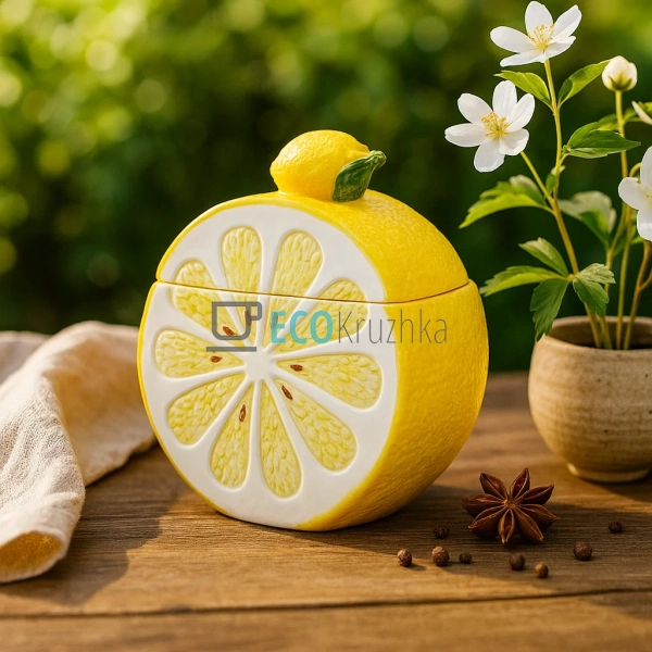Банка керамічна Lemon 900 мл, Жовтий (928-103) Банка керамічна Lemon 900 мл, Жовтий (928-103)