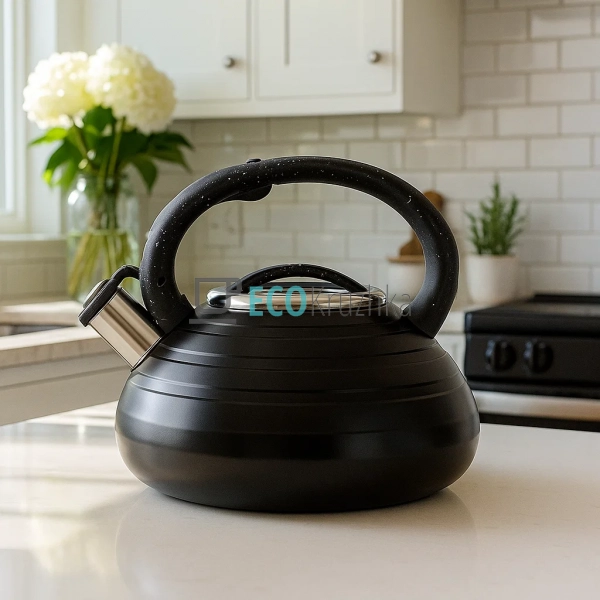 Чайник Edenberg Чорний 3л із нержавіючої сталі із свистк ...