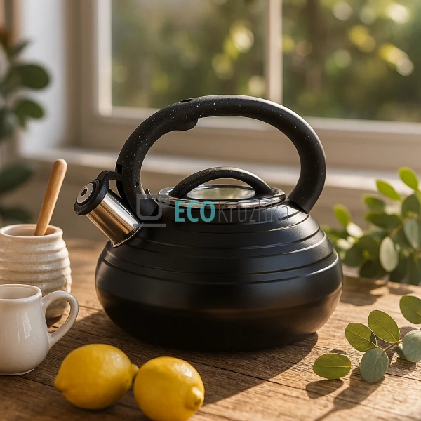 Чайник Edenberg Чорний 3л із нержавіючої сталі із свистк ...