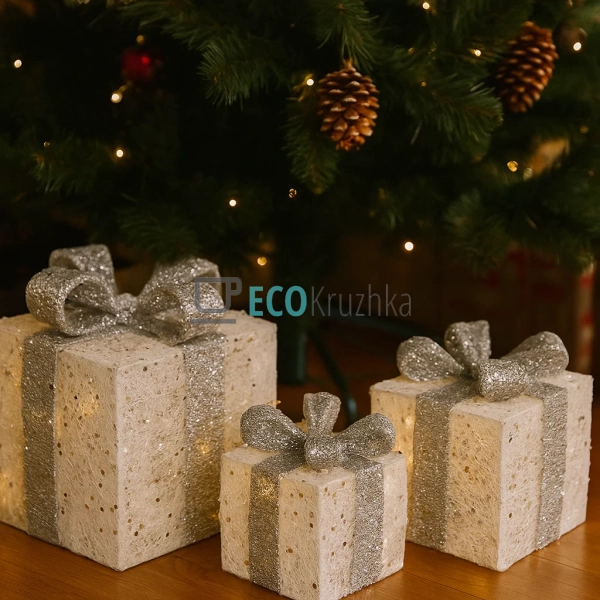 Набір декоративних подарунків з підсвічуванням (3 шт), 1 ...