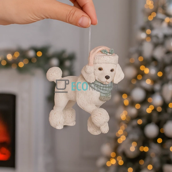 Декоративна підвіска "Пудель у шапці" – 10 × 4.5 см, сір ... Декоративна підвіска "Пудель у шапці" – 10 × 4.5 см, сір ...