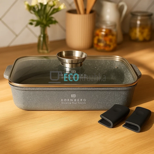 Жаровня алюмінієва з мармуровим покриттям 4.7 л з кришко ... Жаровня алюмінієва з мармуровим покриттям 4.7 л з кришко ...