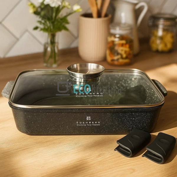 Жаровня алюмінієва з мармуровим покриттям 4.7 л з кришко ... Жаровня алюмінієва з мармуровим покриттям 4.7 л з кришко ...