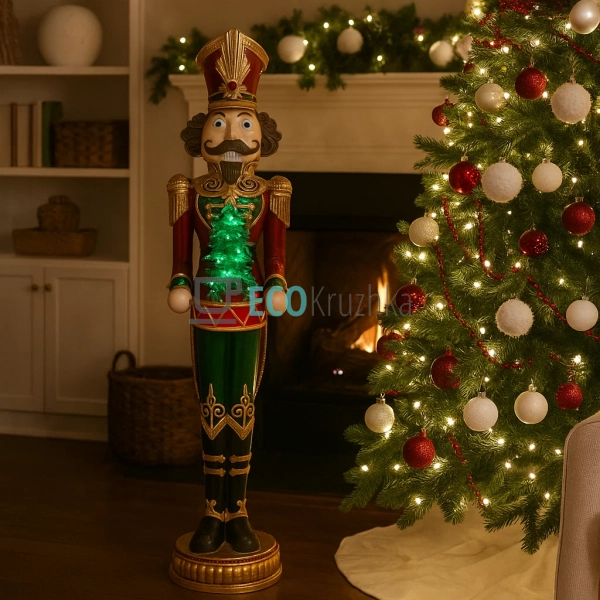 Лускунчик 122 см з LED-підсвіткою – бордово-золотий ново ... Лускунчик 122 см з LED-підсвіткою – бордово-золотий ново ...