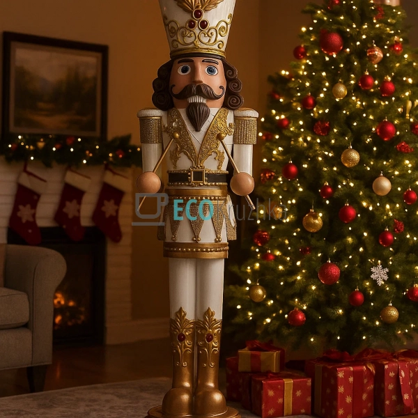 Лускунчик великий з підсвіткою LED 122 см білий з золото ... Лускунчик великий з підсвіткою LED 122 см білий з золото ...