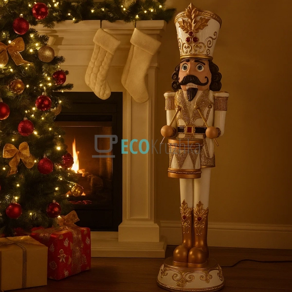 Лускунчик великий з підсвіткою LED 122 см білий з золото ... Лускунчик великий з підсвіткою LED 122 см білий з золото ...