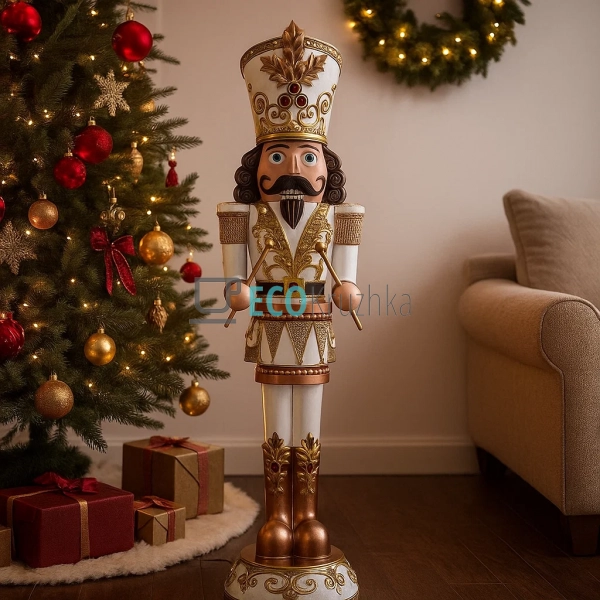 Лускунчик великий з підсвіткою LED 153 см білий з золото ... Лускунчик великий з підсвіткою LED 153 см білий з золото ...