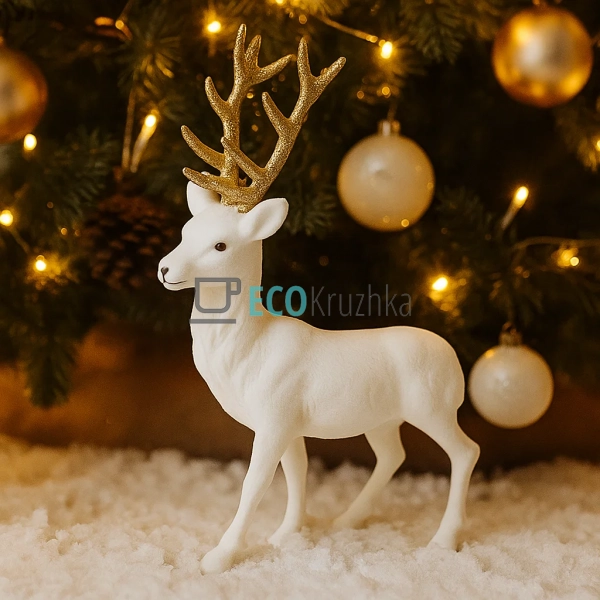 Новорічна фігура білого оленя 40 см з велюром і золотими ... Новорічна фігура білого оленя 40 см з велюром і золотими ...
