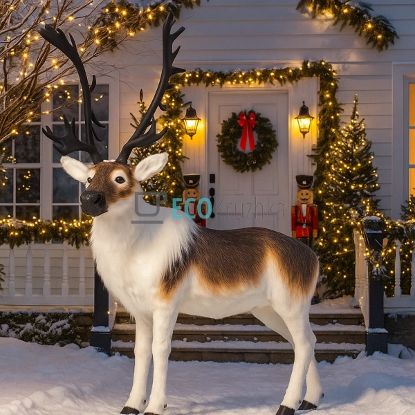 Різдвяний північний олень 150×180 см з білим штучним хут ... Різдвяний північний олень 150×180 см з білим штучним хут ...
