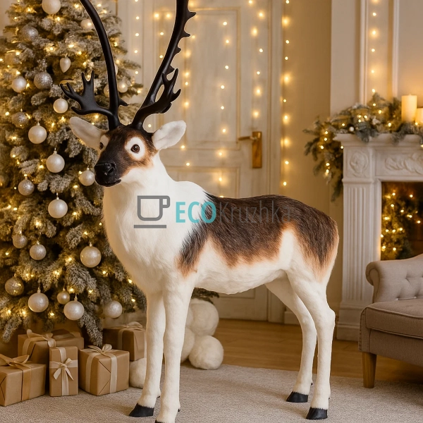 Різдвяний північний олень 150×180 см з білим штучним хут ... Різдвяний північний олень 150×180 см з білим штучним хут ...