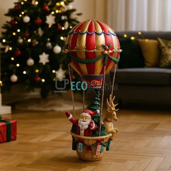 Новорічний декор «Санта з оленем на повітряній кулі» 43  ...