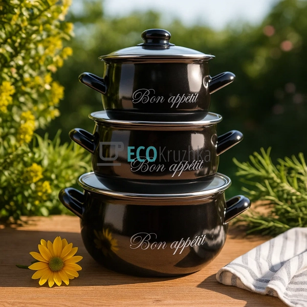 Набір із трьох емальованих кастрюль Interos EK2234А